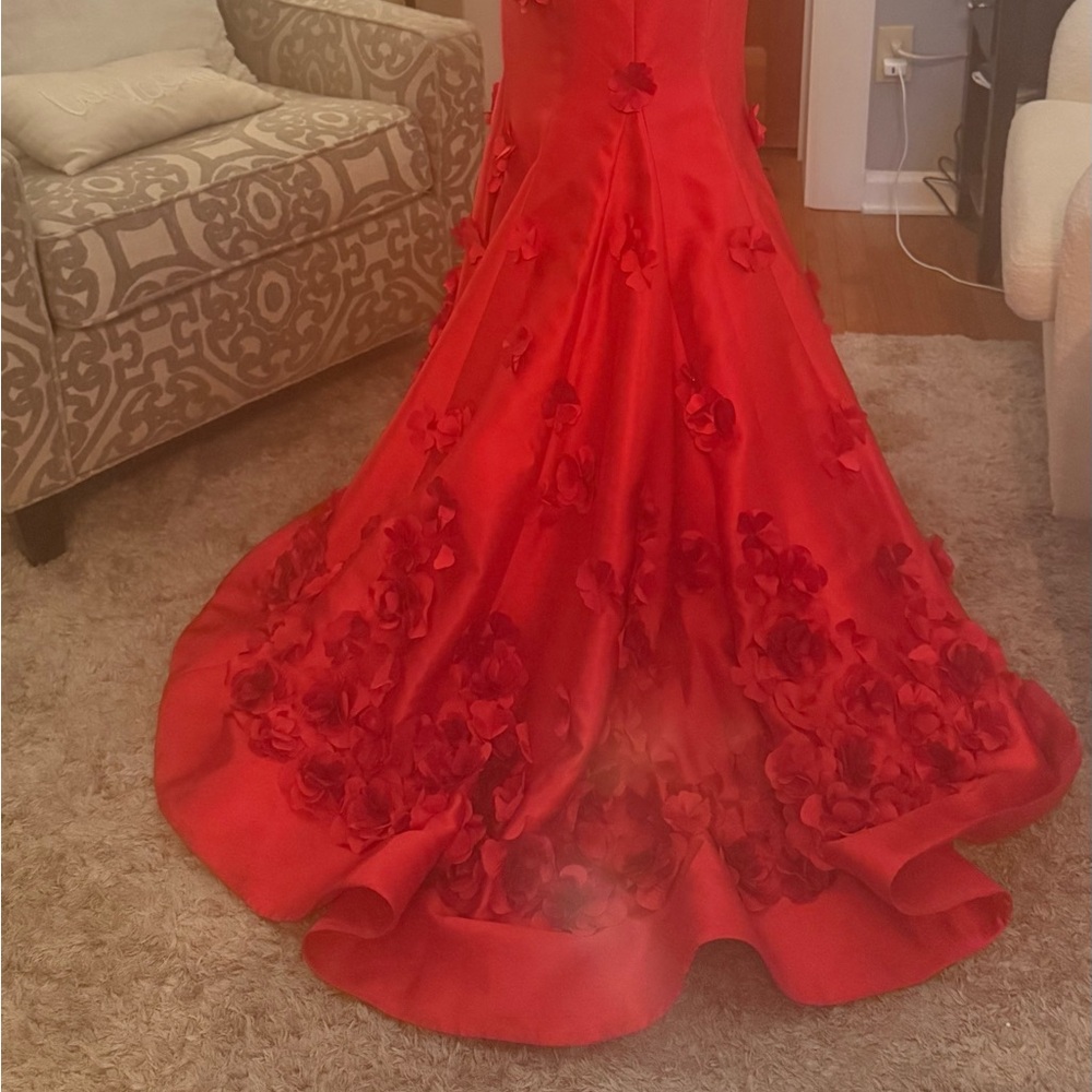Sherri Hill Red Strapless Gown - Picture 2 of 4